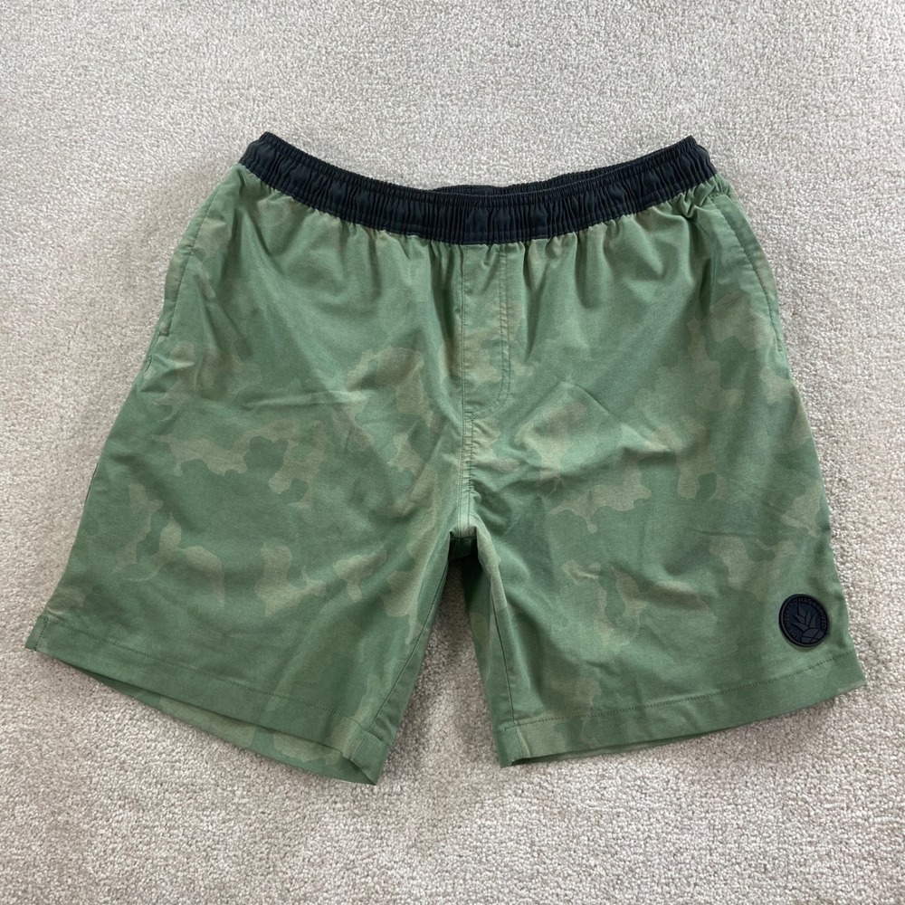 Chubbies Everywhere Performance Shorts Mens Large Green Camo 7 Inch Inseam